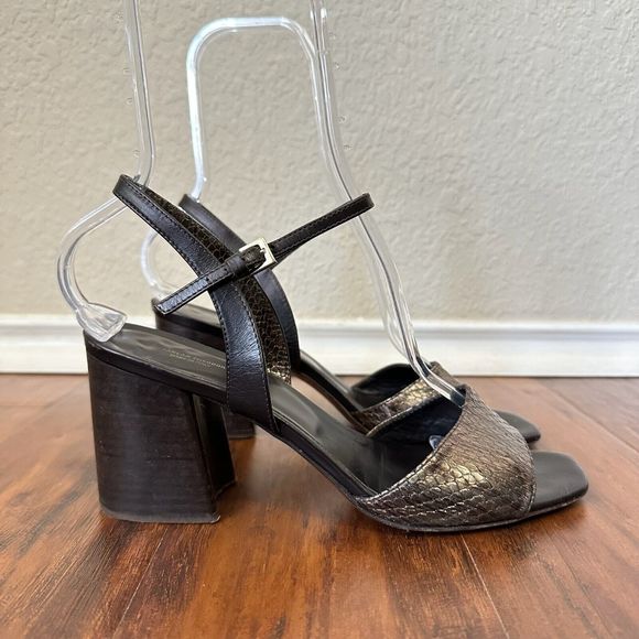 SCANLAN THEODORE Moro Heeled Sandals in Snakeskin Bronze Espresso - Picture 2 of 12